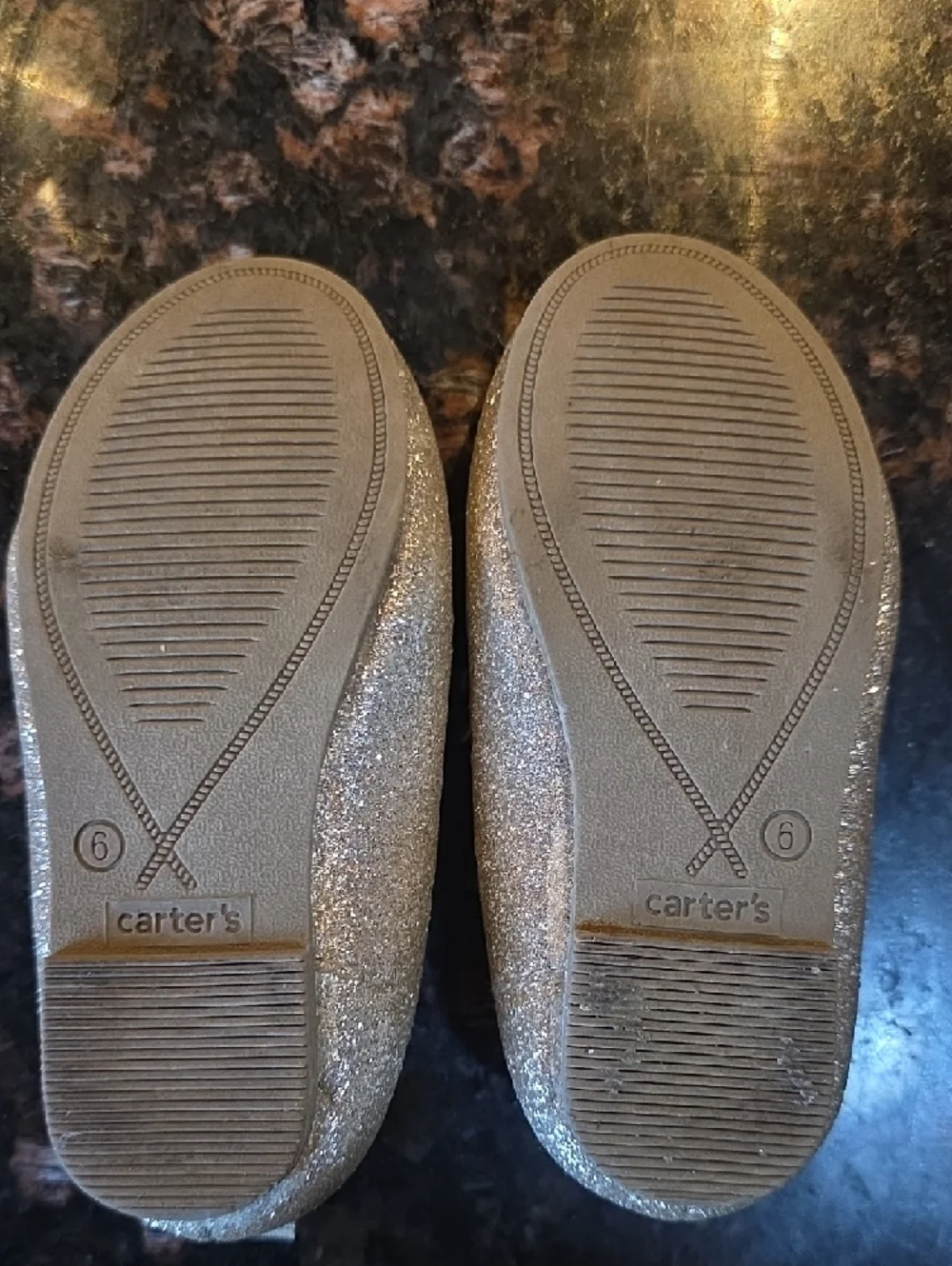 Carter's Girls Glitter Mary Jane Shoes - Gold with Pink Insole